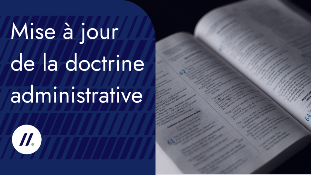 Mise à jour de la doctrine administrative